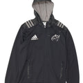 Felpa con cappuccio e zip grafica Adidas Munster Rugby da uomo, grande, in poliestere grigio