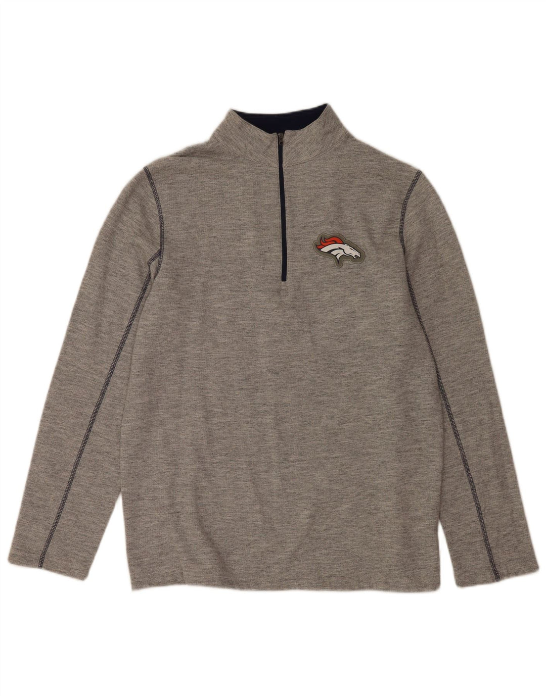 Felpa con collo con zip da uomo NFL Denver Broncos Maglione grande grigio screziato