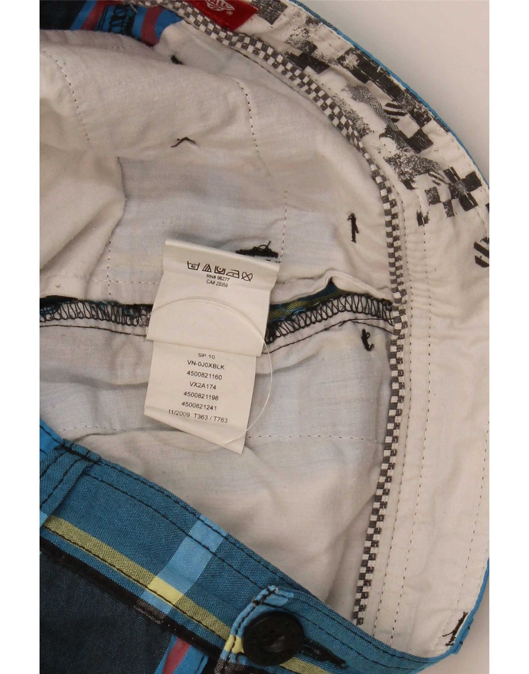 Pantaloncini cargo da uomo Vans piccoli W28 in cotone a quadri blu