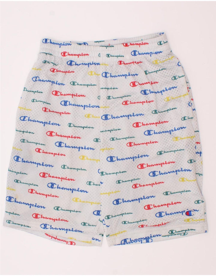 Pantaloncini sportivi grafici da ragazzo Champion 11-12 anni, grande, poliestere bianco