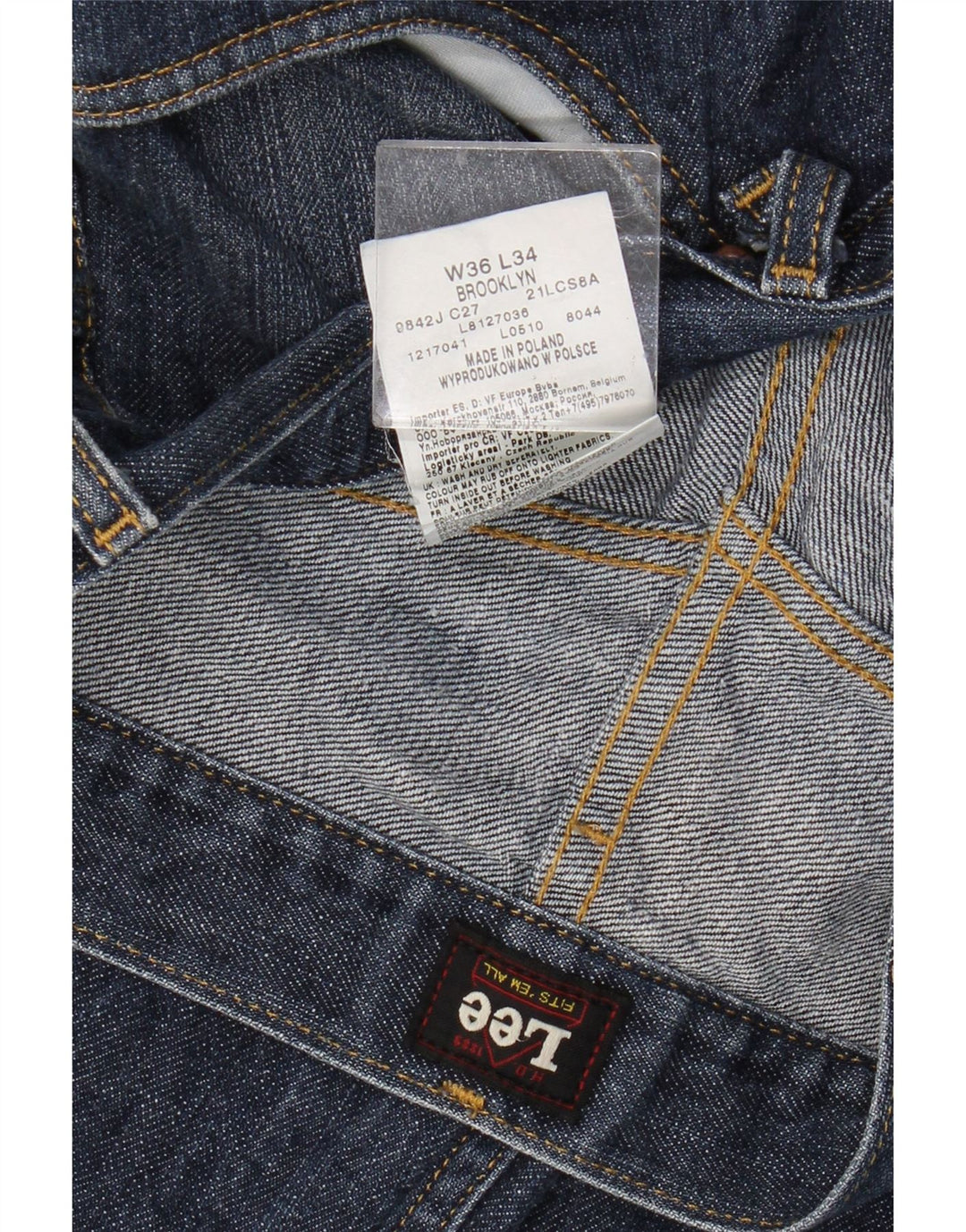 Jeans dritti da uomo Lee Brooklyn W36 L28 cotone blu navy