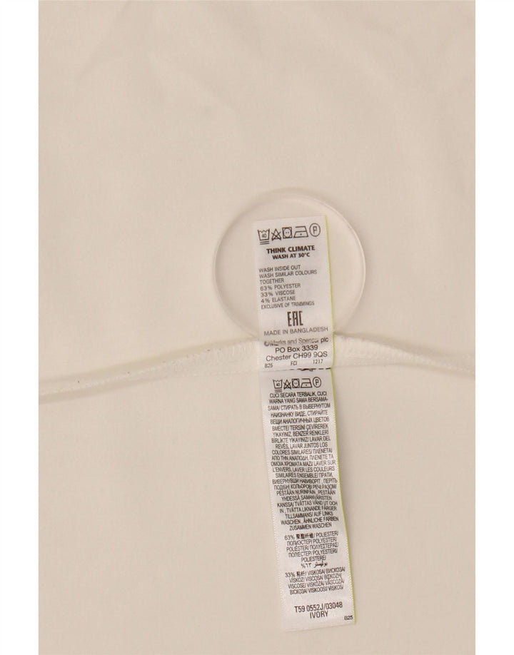 MARKS & SPENCER Giacca blazer aperta da donna con maniche a 3/4 UK 12 Medio Bianco