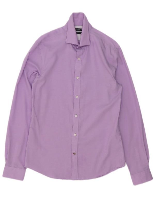Camicia slim fit da uomo Tommy Hilfiger taglia 15 cotone viola medio