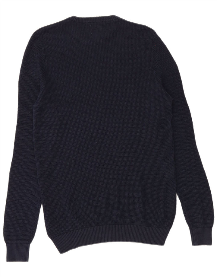 Maglione maglione girocollo da uomo Zara in cotone blu navy medio