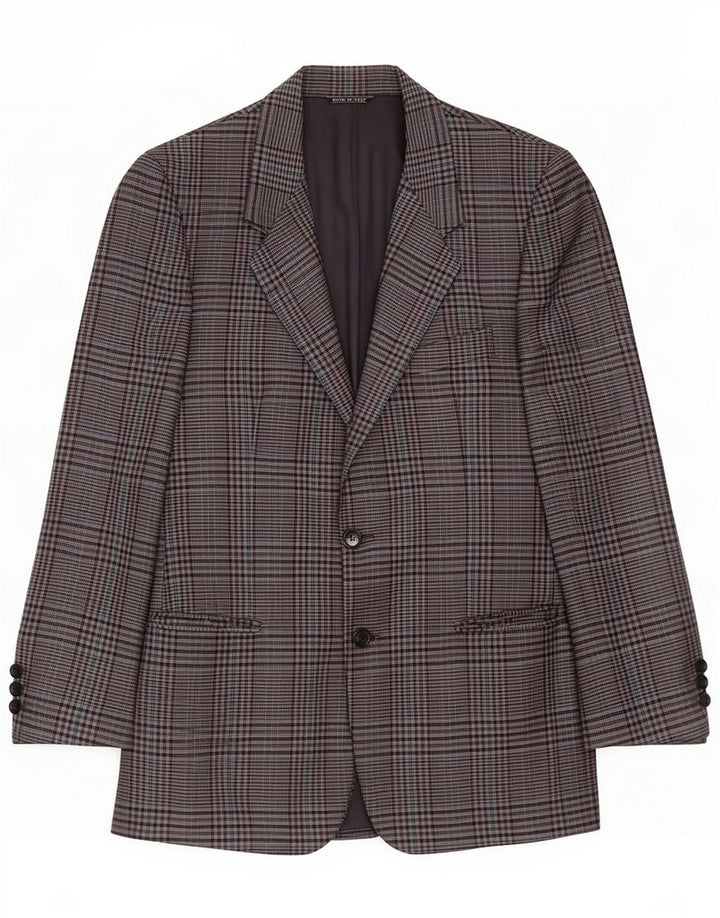 Adolfo Trabaldo Giacca blazer da uomo a 2 bottoni IT 48 Lana a quadri grigio medio