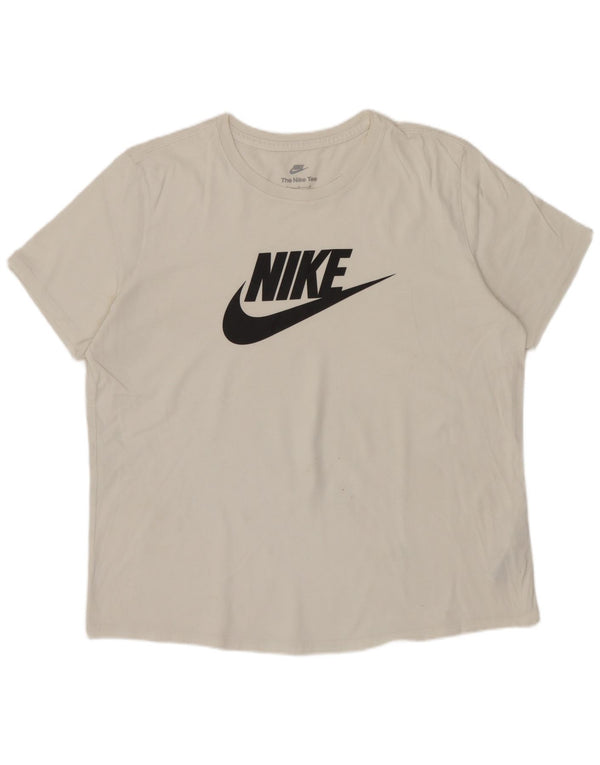 T-shirt grafica da donna NIKE Top UK 16 grande cotone bianco