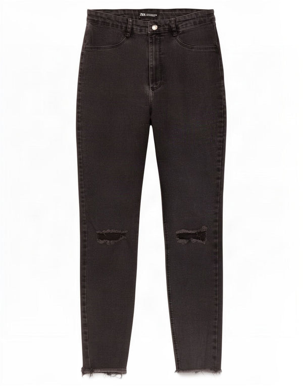 Jeans skinny effetto invecchiato da donna Zara EU 44 XL W34 L27 cotone nero