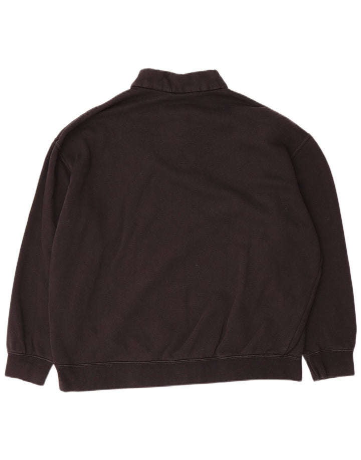 NIKE Felpa da uomo con vestibilità ampia e collo con zip, maglione piccolo in cotone nero