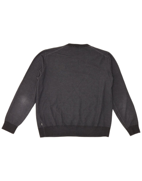 Maglione maglione girocollo da donna Hugo Boss UK 18 XL lana grigia