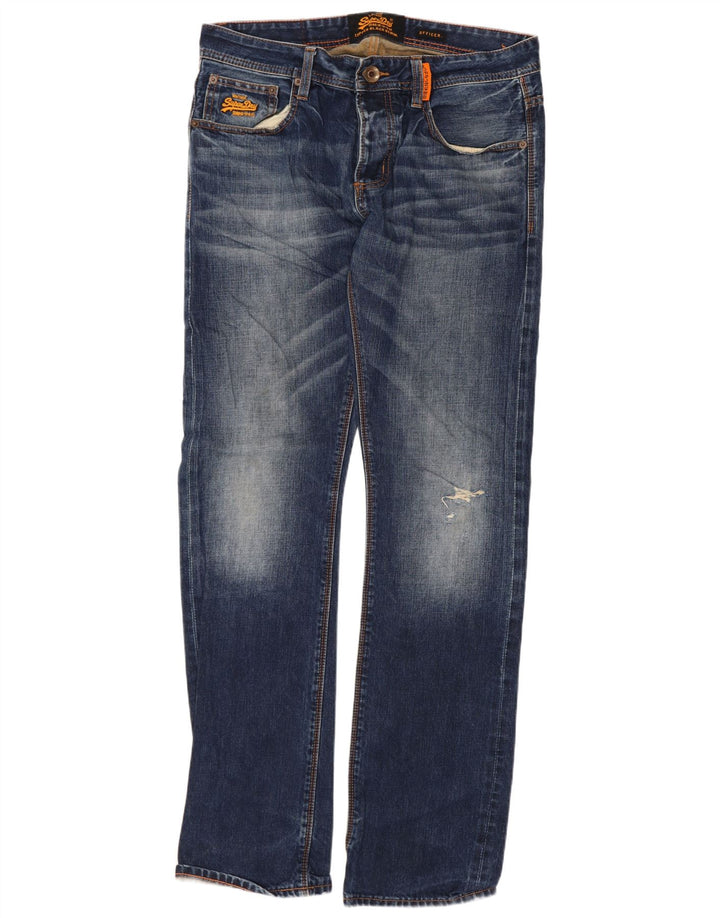 Jeans dritti invecchiati da uomo Superdry W32 L32 cotone blu