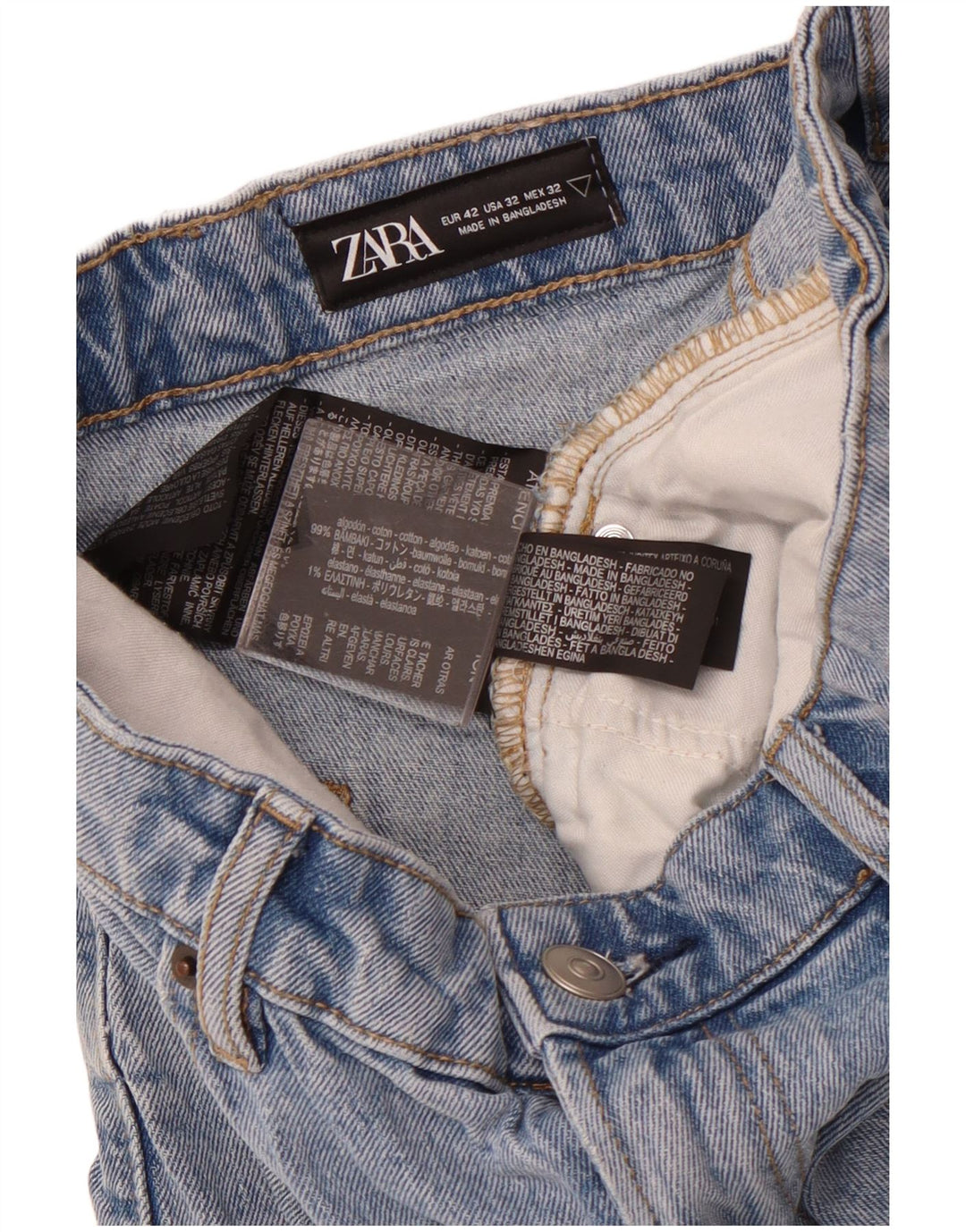 Pantaloncini di jeans da uomo ZARA EU 42 Large W32 cotone blu