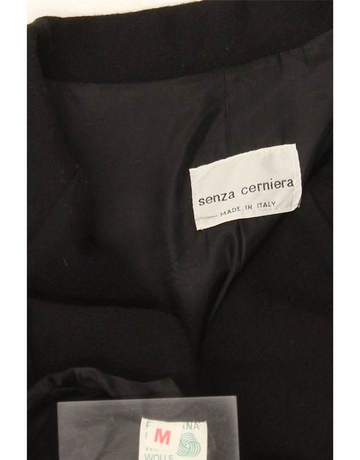 Giacca blazer vintage da donna a 1 bottone UK 14 lana nera media