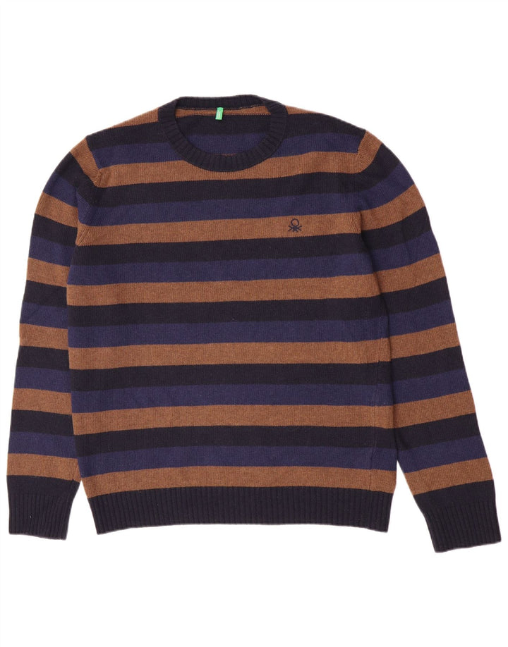 Maglione da uomo girocollo Benetton a righe grandi multicolori