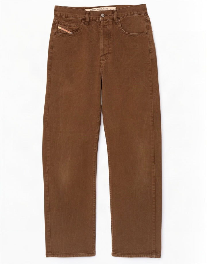 Jeans dritti da uomo Diesel W31 L32 in cotone marrone