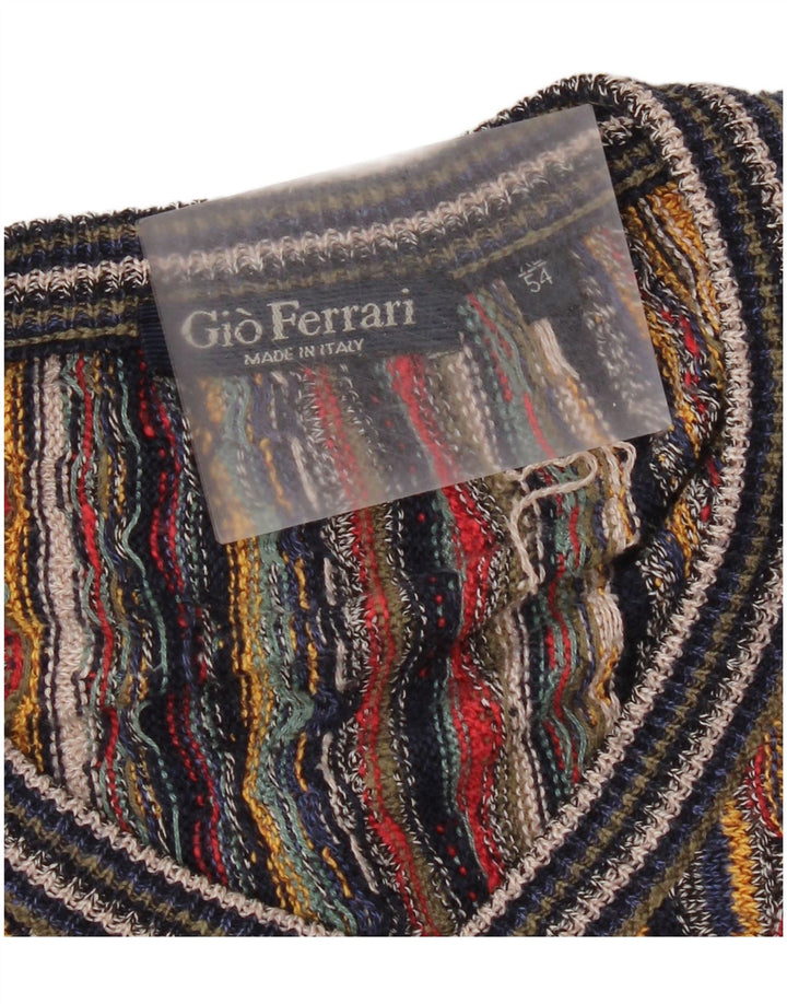 Gio Ferrari Maglione da uomo con scollo a V IT 54 XL a righe multicolore