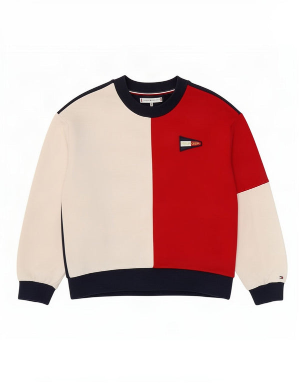 Tommy Hilfiger Ragazzi Felpa Maglione 13-14 anni Colorblock multicolore