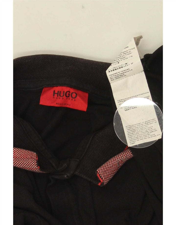 Polo da uomo Hugo Boss grande in cotone a righe nere