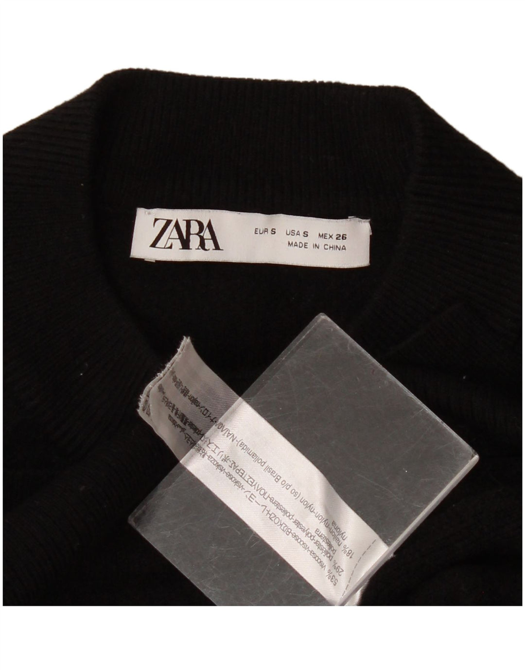Maglione a collo alto oversize da donna Zara UK 10 piccolo in viscosa nera