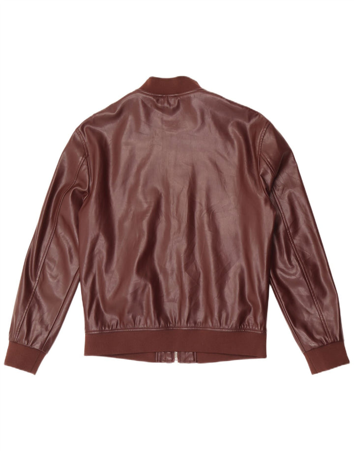 Giubbotto bomber da uomo in ecopelle Zara UK 38 poliestere marrone medio