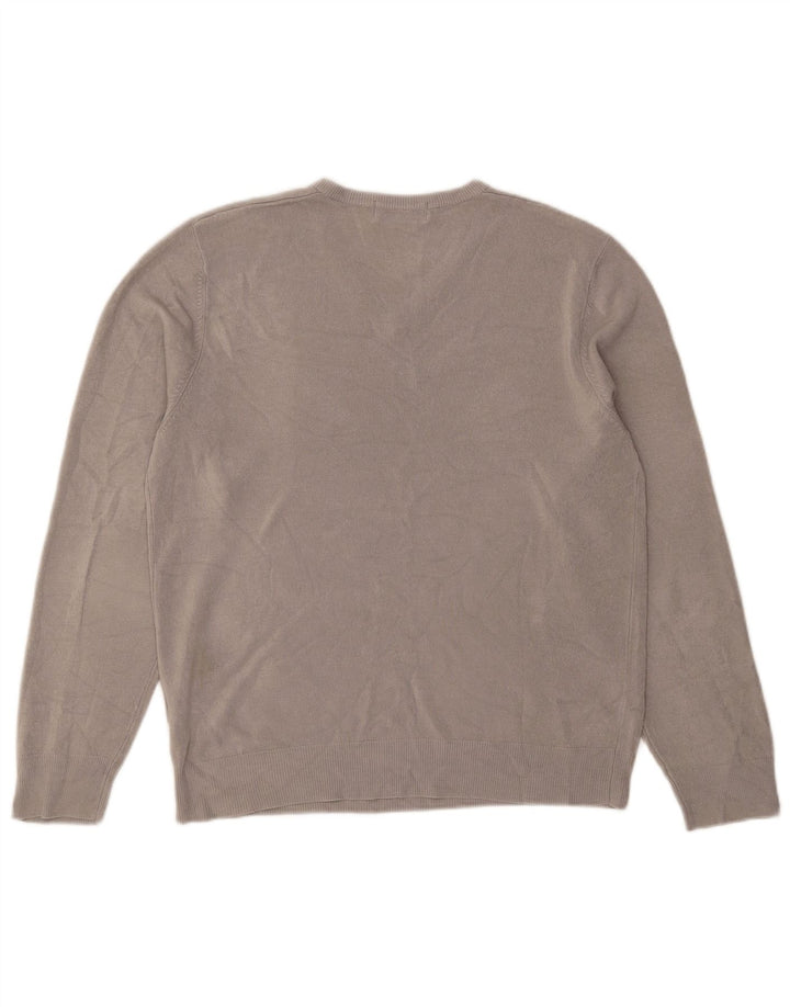 Maglione da uomo con scollo a V blu Harbour Marks & Spencer in acrilico grigio medio