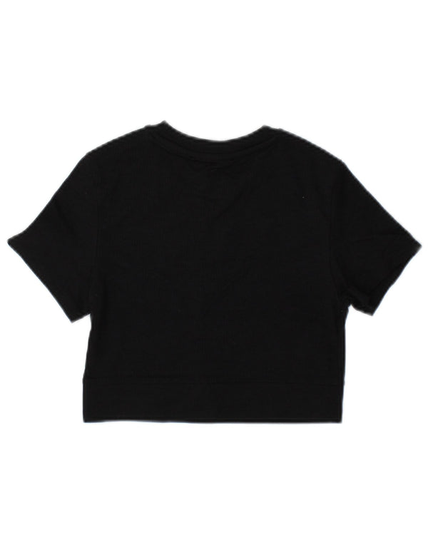 T-shirt corta da donna Bershka UK 10 piccola nera in poliammide