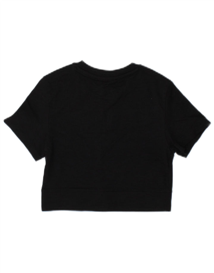 T-shirt corta da donna Bershka UK 10 piccola nera in poliammide