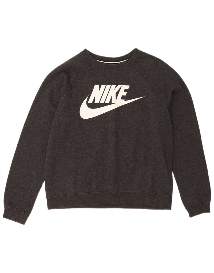NIKE Womens Crop Graphic Sweatshirt Jumper UK 16 Large Grey Cotton