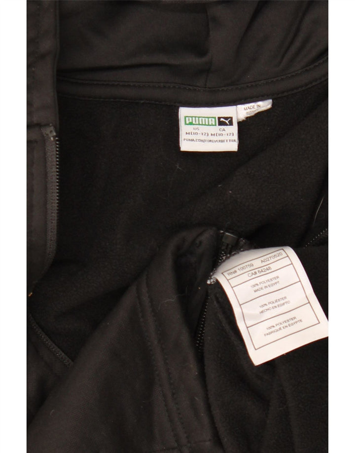 Felpa con cappuccio e zip grafica PUMA per ragazzi 10-11 anni, poliestere nero medio