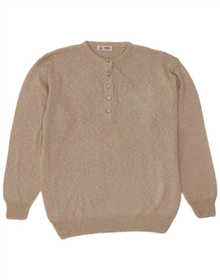 Maglione da donna Mamut Moden con collo a bottoni, EU 42, grande viscosa beige