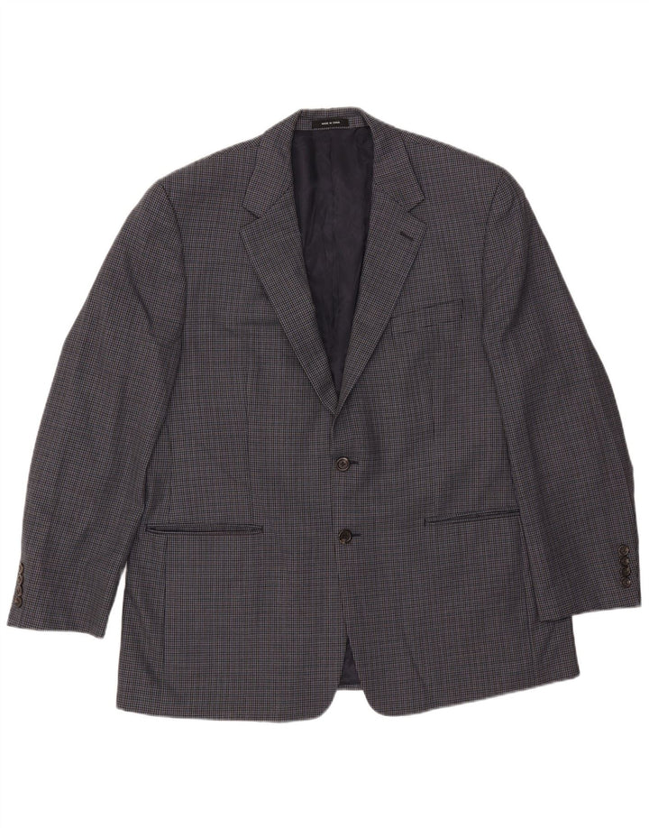 Giacca blazer a 2 bottoni da uomo Chaps UK 44 2XL Lana pied de poule blu navy