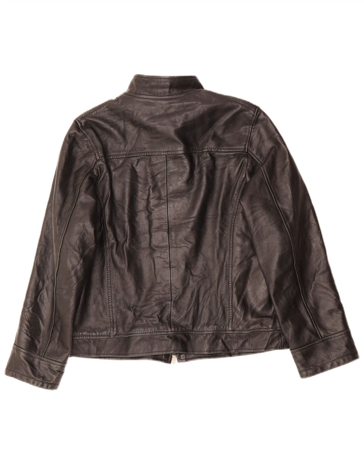 Giacca in pelle da donna vestibilità ampia VINTAGE UK 6 XS in pelle nera