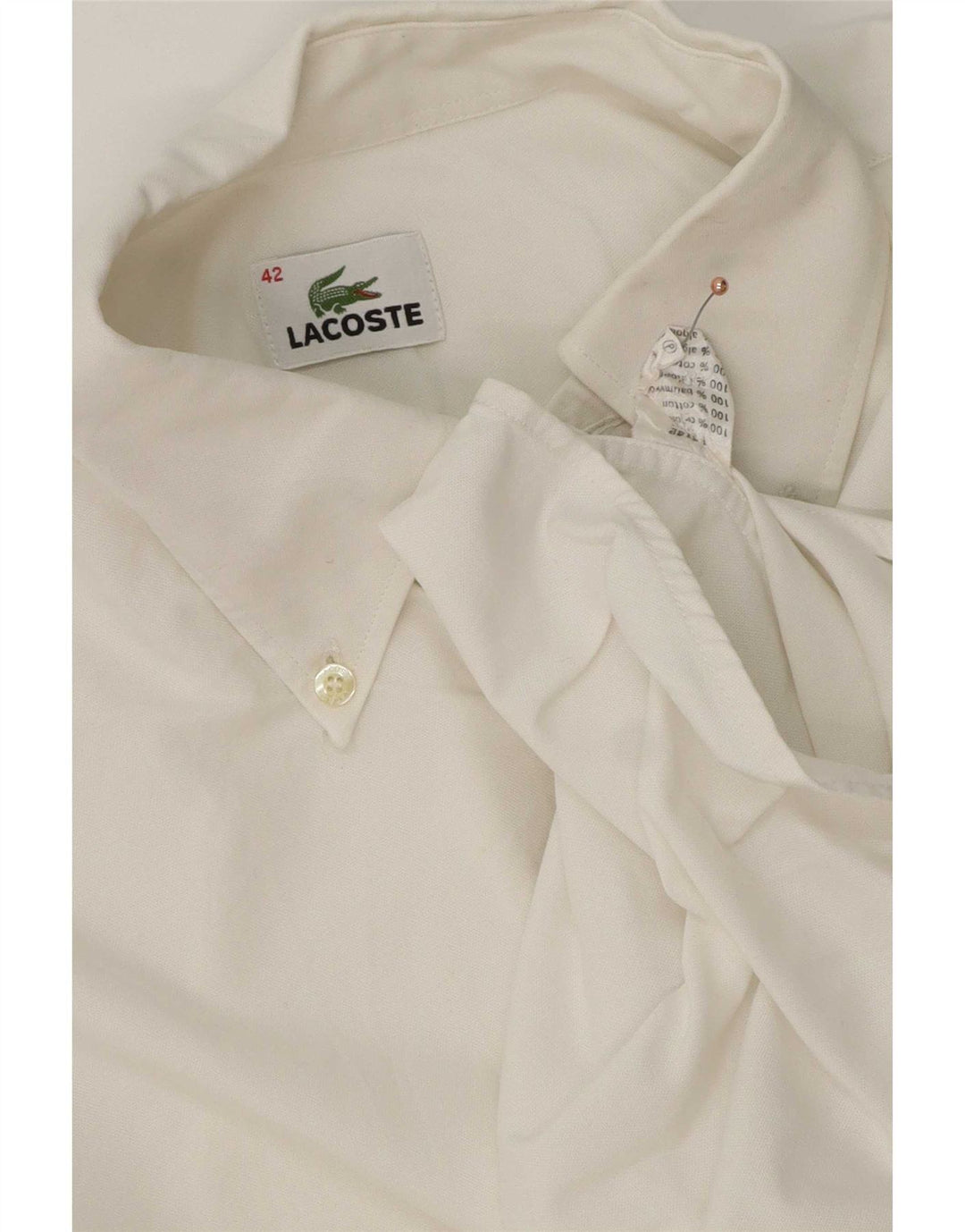 Camicia da uomo Lacoste taglia 42 grande cotone bianco