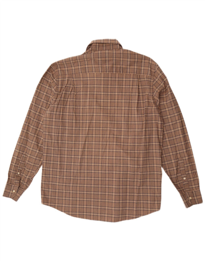 Camicia da uomo Green Leaves in cotone a quadri marroni grandi