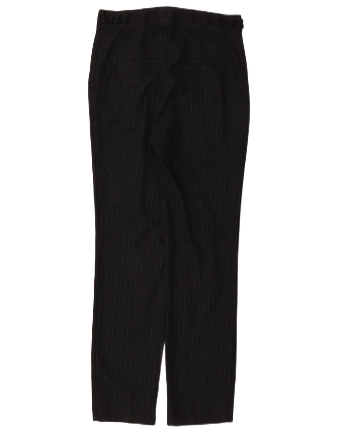 Pantaloni da abito slim da donna Zara piccoli W26 L27 poliestere gessato blu navy