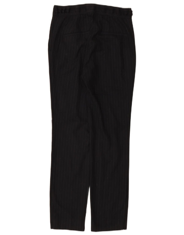Pantaloni da abito slim da donna Zara piccoli W26 L27 poliestere gessato blu navy