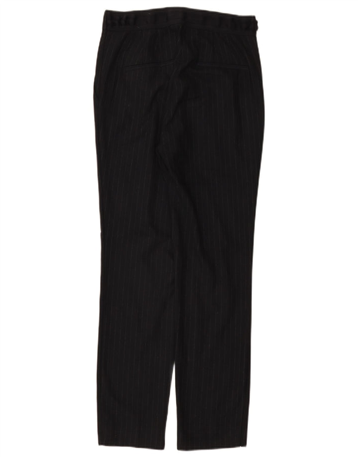 Pantaloni da abito slim da donna Zara piccoli W26 L27 poliestere gessato blu navy