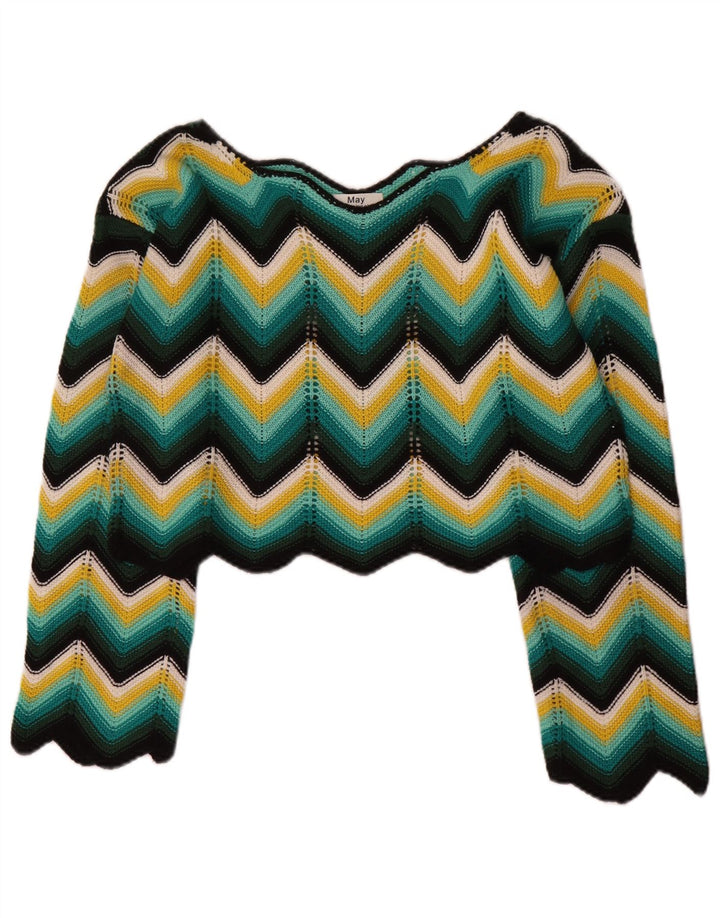 May By Shining Star Maglione da donna con scollo a V UK 14 Medio multicolore