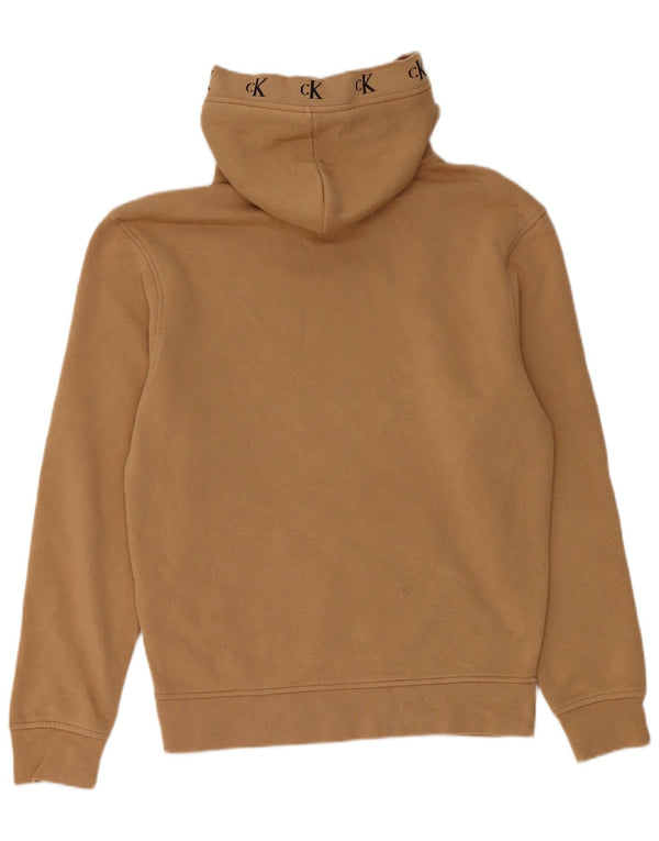 Felpa con cappuccio grafica da uomo Calvin Klein XS in cotone beige