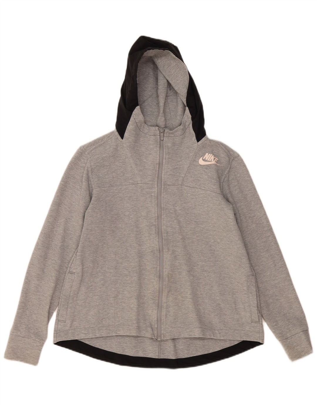 Maglione con cappuccio e zip oversize da donna Nike UK 10 piccolo cotone grigio