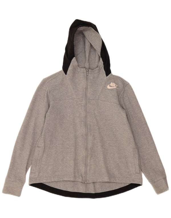Maglione con cappuccio e zip oversize da donna Nike UK 10 piccolo cotone grigio