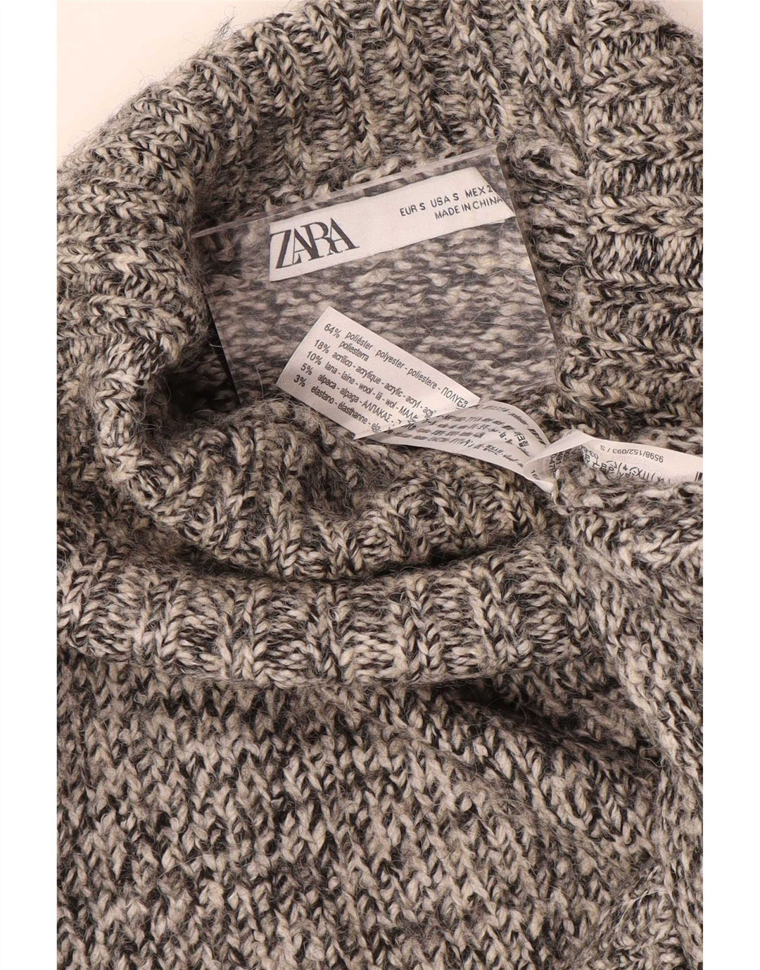 Maglione a collo alto oversize da donna Zara UK 10 piccolo grigio screziato