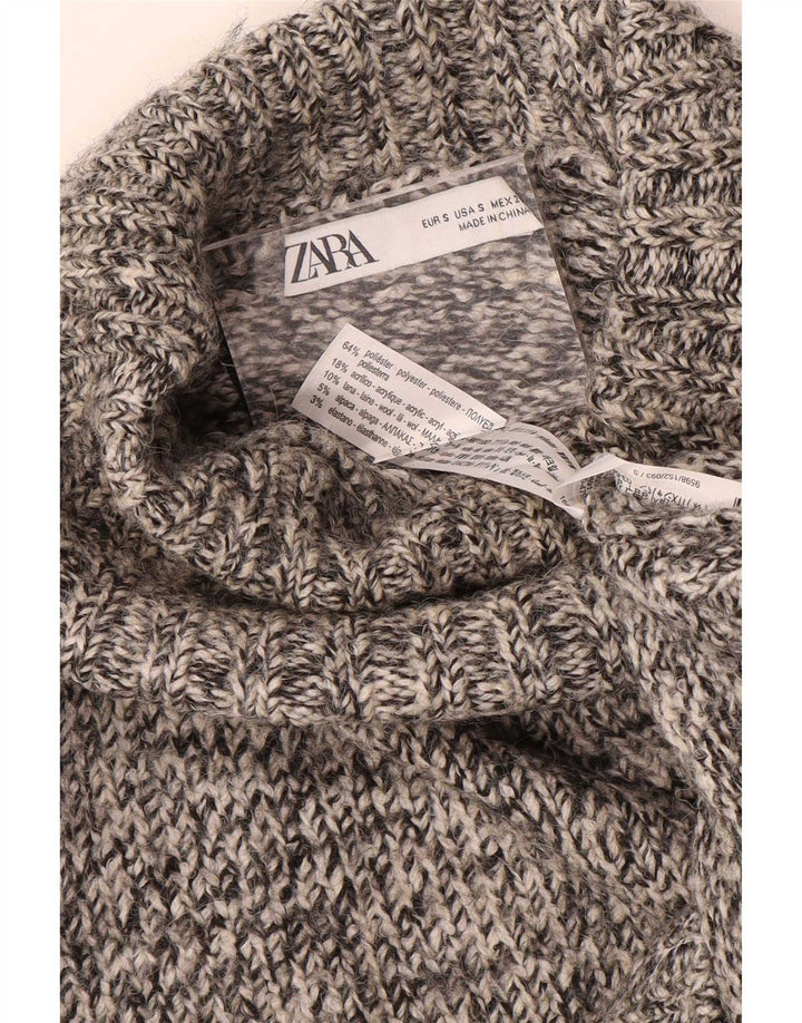 Maglione a collo alto oversize da donna Zara UK 10 piccolo grigio screziato