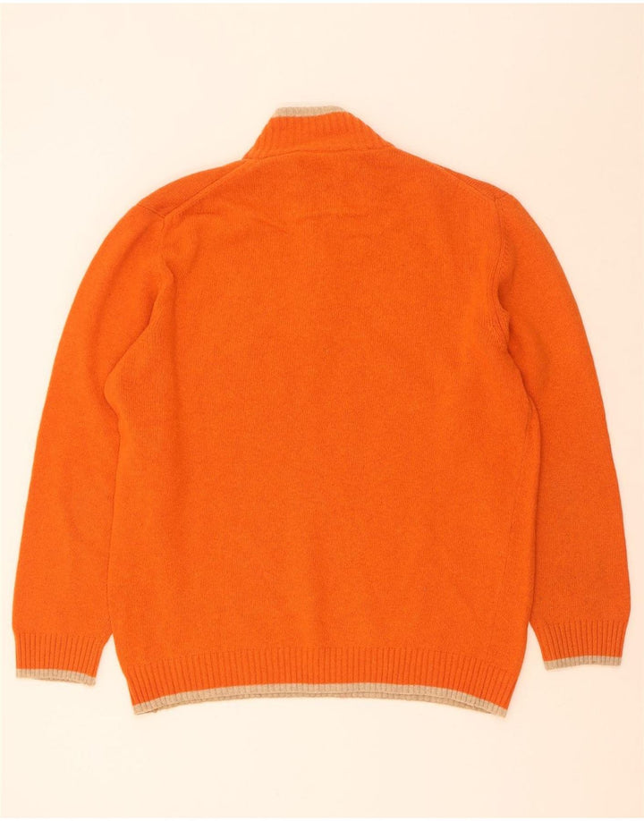 Sergio Tacchini Maglione da uomo con zip e collo XL in lana arancione