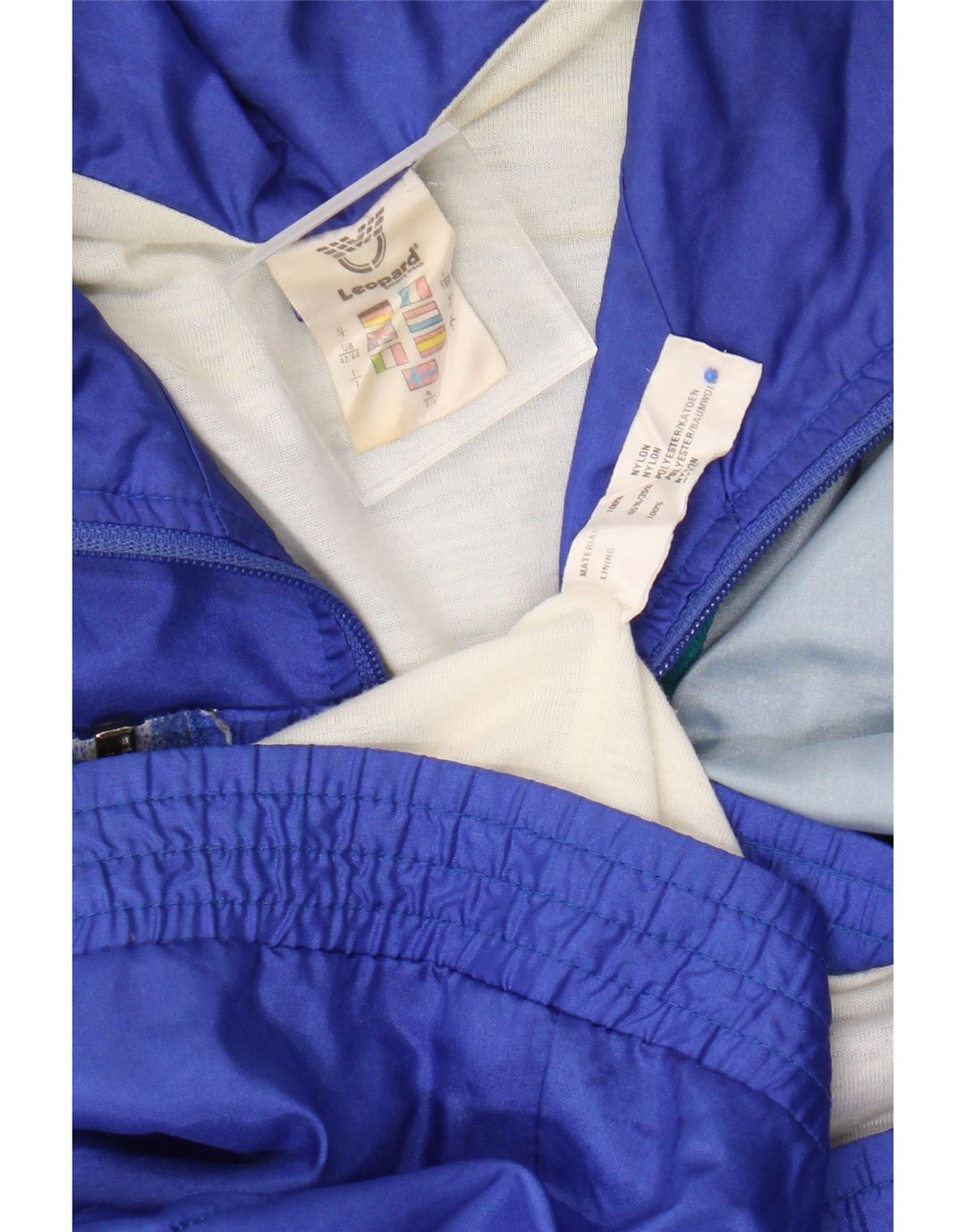 Giacca da tuta da uomo leopardata UK 42/44 Large Blu Colourblock Nylon