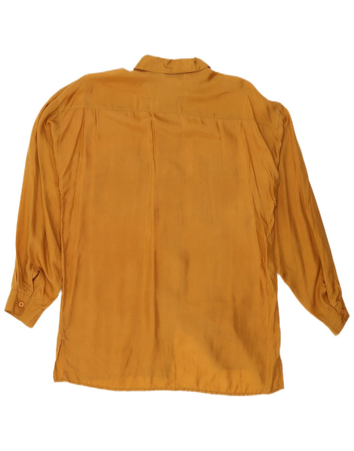 Camicia lunga oversize da donna H.L.Spencer UK 10 piccola seta gialla