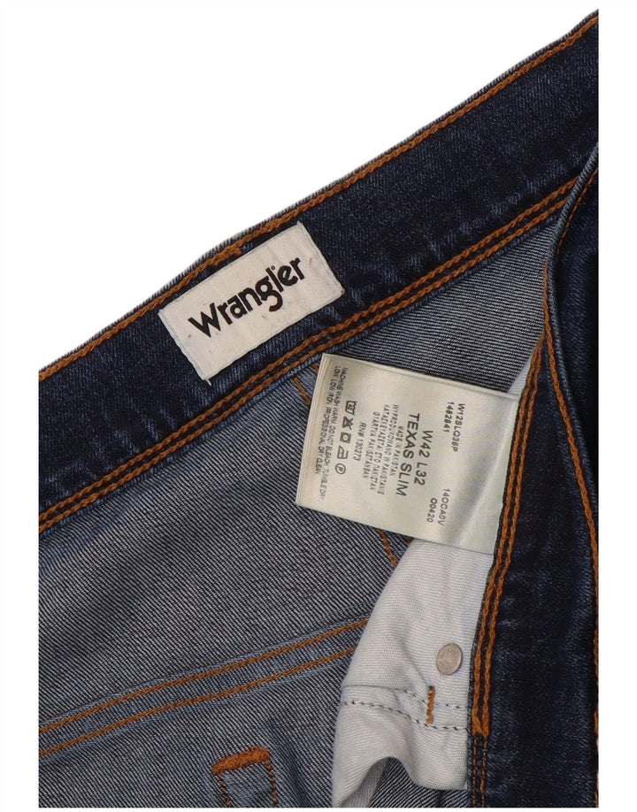 Jeans WRANGLER Texas Slim da uomo W42 L32 cotone blu