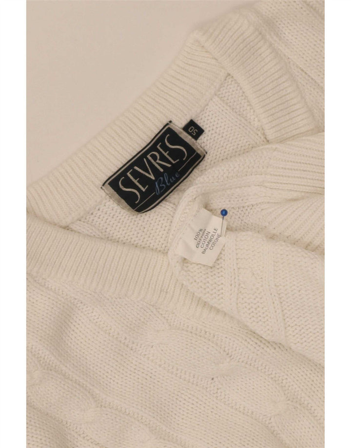 Maglione da uomo con scollo a V Sevres IT 50 cotone bianco medio