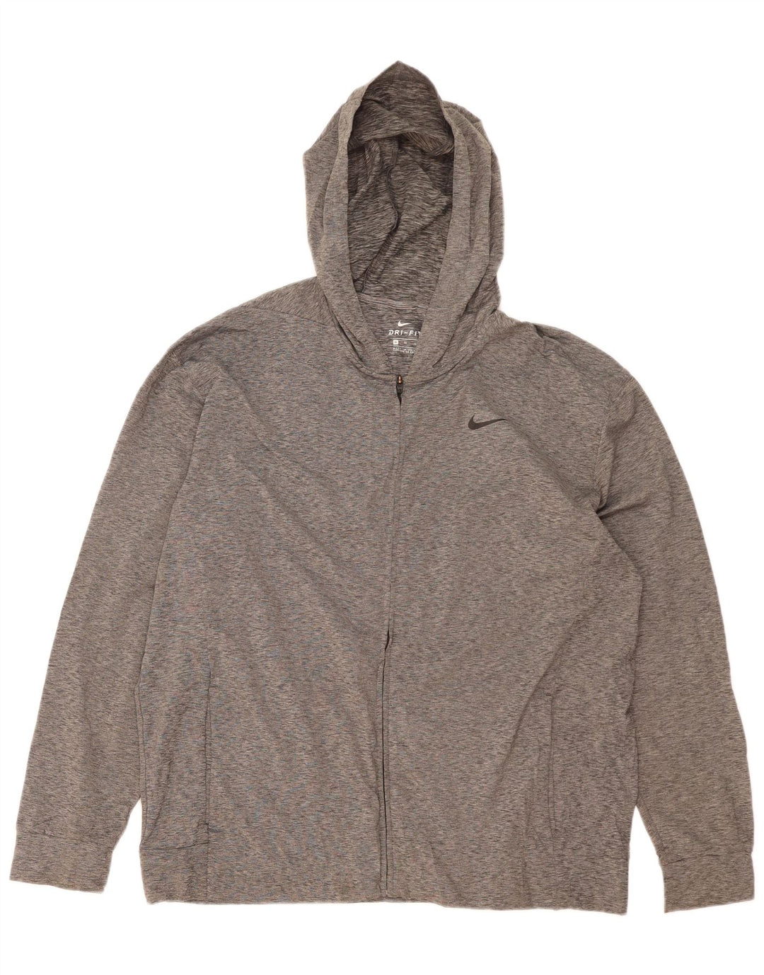 NIKE Felpa con cappuccio e zip Dri Fit da uomo XL Poliestere chiazzato grigio