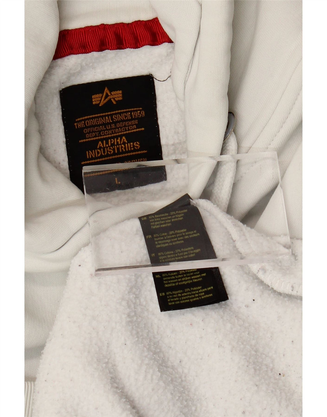 ALPHA INDUSTRIES Felpa con cappuccio grafica da uomo grande cotone bianco