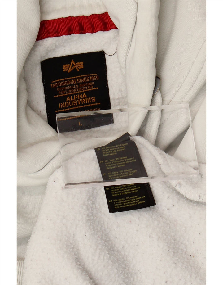 ALPHA INDUSTRIES Felpa con cappuccio grafica da uomo grande cotone bianco